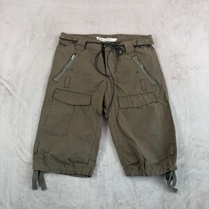 NICE Collective Cargo Paratrooper Shorts 34 Military Green Leather Belt Vintage